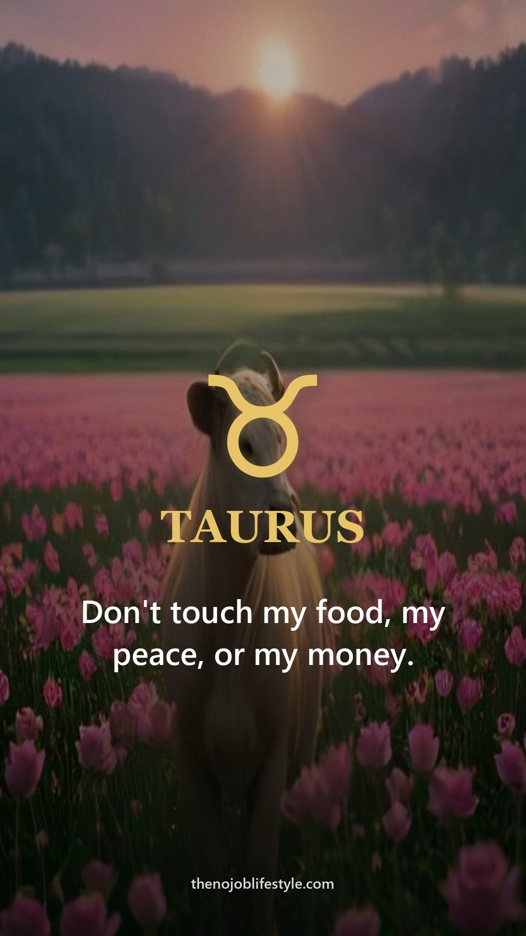 Taurus zodiac phone wallpaper: Don't touch my food, my peace, or my money.